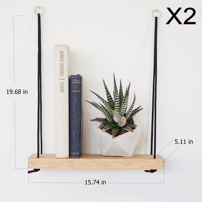 Hanah Home Aa098 Estantería de Pared de Madera de Abeto, Nogal (2 Piezas)